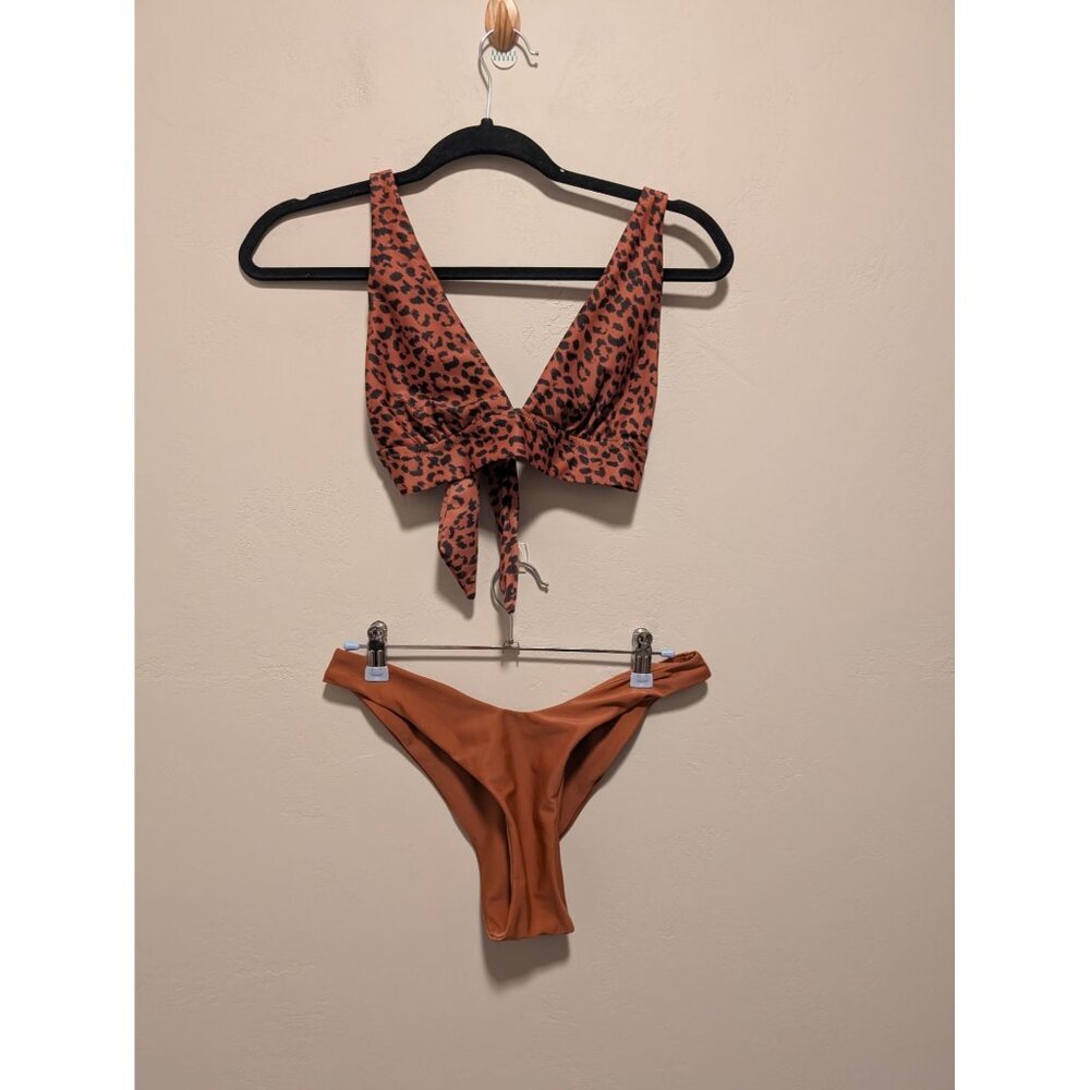 Leopard Print Bikini Set Aerie Small Cheekier Plus Coquine Bottom Triangle Top